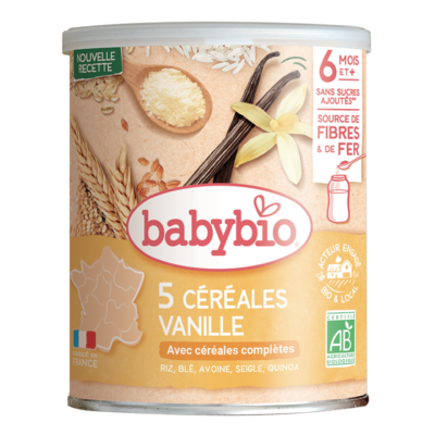 Babybio 5 Céréales Vanille Riz Blé Avoine Seigle Quinoa 220g
