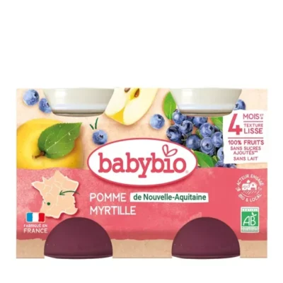 Babybio Pomme de Nouvelle-Aquitaine Myrtille 2x130g