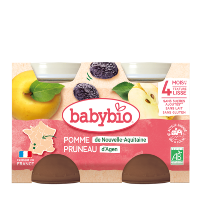 Babybio Pomme de Nouvelle-Aquitaine Pruneau d'Agen 2x130g
