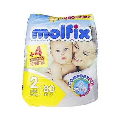 Couches Molfix taille 2 Mini, 3-6 kg, 80 unités