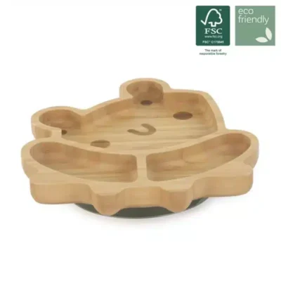 Miniland Wooden Plate Frog 89472 assiette bambou avec ventouse