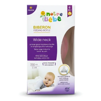 Notre Bébé biberon Wide Neck avec poignée 330ml dès 6 mois