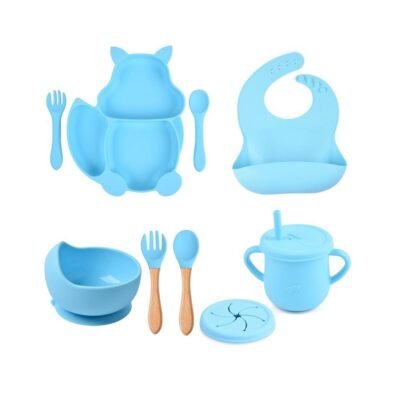 Set repas bébé Écureuil 9 pièces en silicone