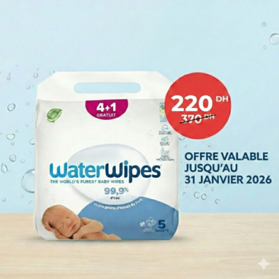 WaterWipes Value Pack 4+1 gratuit – 300 lingettes